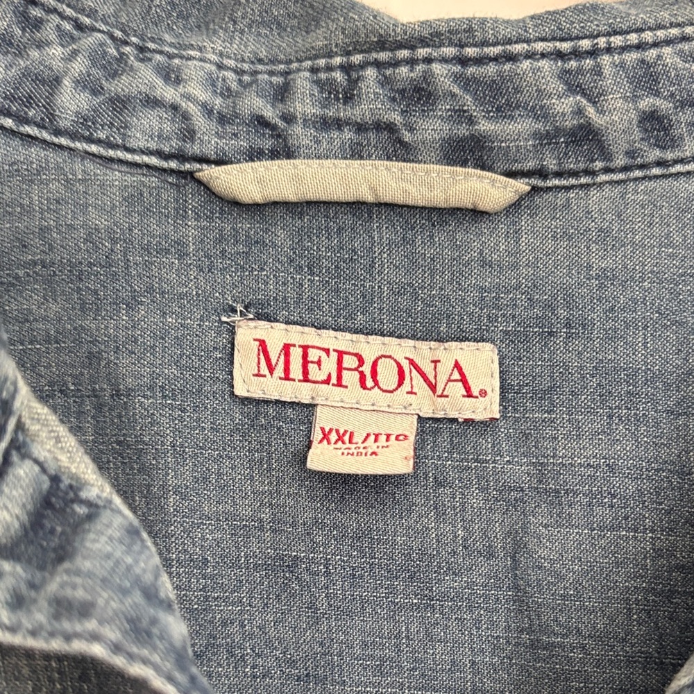 Merona Denim Blue Tunic Top wt63 - Picture 2 of 4